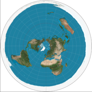 Depiction of a flat earth map